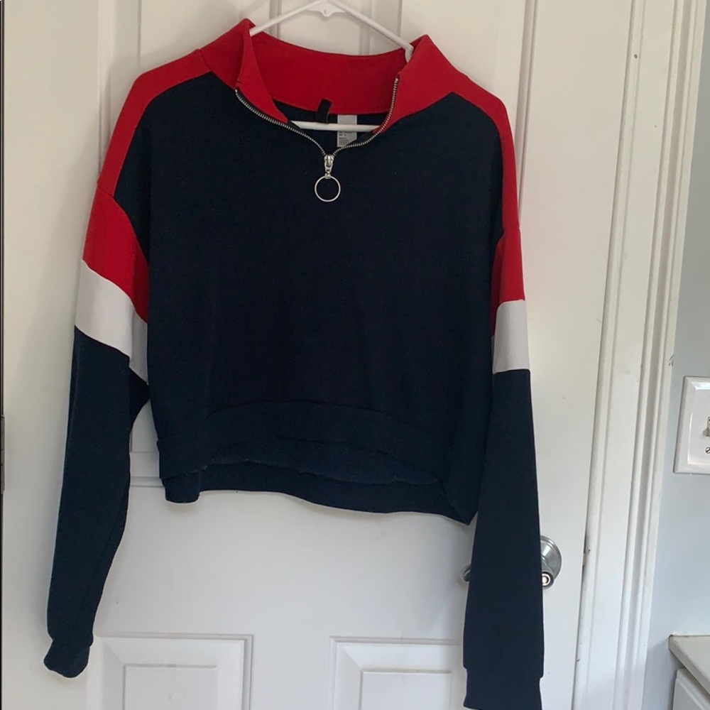 Red white and blue quarter zip